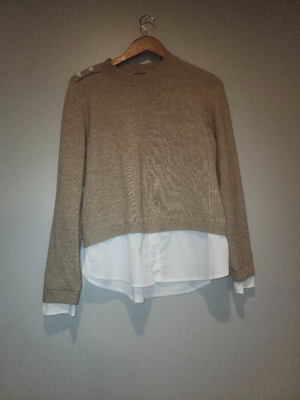 Faux Button Down Shirt under Sweater